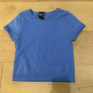 H&M Blue Ribbed Crop Top Size XS